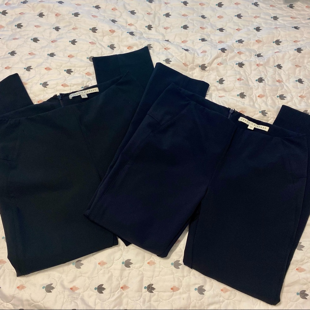 VERONICA BEARD Zip Back Scuba Pant Bundle Size 8 Black and Navy Blue